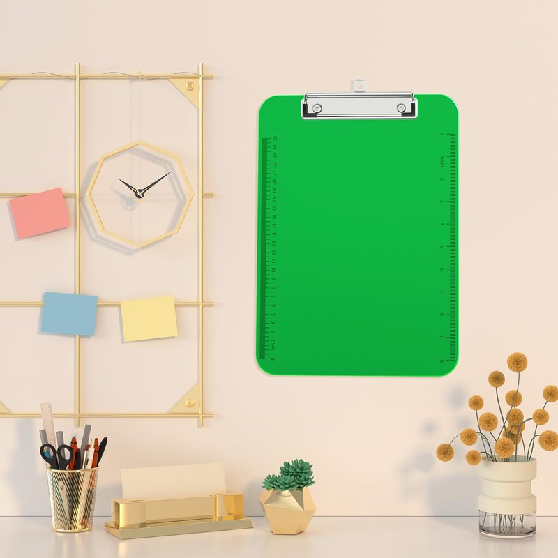 Piasoenc Plastic Clipboards, Translucent Clip Board with Low Profile, Green