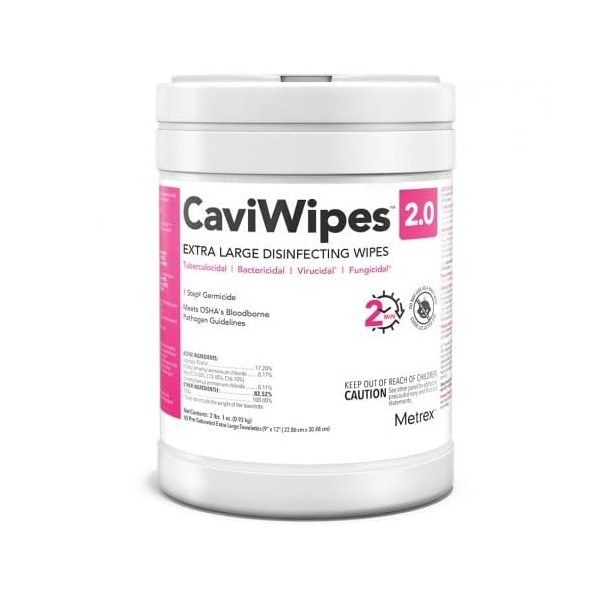 Metrex 14-1150 CaviWipes 2.0 Wipes Extra Large 65/Can