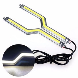 PolarLander 2X Z-Shaped COB DRL Daytime Running Light Fog Light White Car Modified LED Lamp