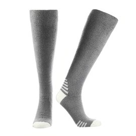 Doctor's Choice Women's Sleeping Socks, Light Cozy Compression Sock, 8-15 mmHg, with Soft, Warm, Fuzzy Features (Grey, Medium) Women's Shoe Size: 6-10