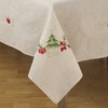 SARO LIFESTYLE Embroidered Christmas Tree Design Linen Blend Tablecloth, Natural,