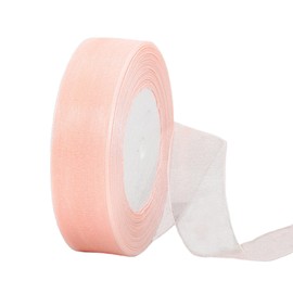 45 m Organza Ribbon Champagne Pink 25 mm Wide Chiffon Gift Ribbon Transparent Organza Ribbons Chiffon Ribbon Decorative Ribbon Gift Packaging Decorative Ribbon Tulle Ribbon for Christmas Wedding