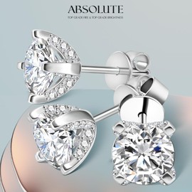 Moissanite Sterling Silver Stud Earrings for Women Hypoallergenic S925 Birthday Gifts for Wife/Mom on Party Wedding