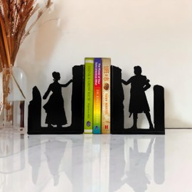 HeavenlyKraft Decorative bookends for Shelves, Couple Bookends, Couple Goal Gifts, Decorative Metal Bookends, Unique Bookends, Non Skid Book Ends, Book Ends for Home/Office Decor/Shelves, 7 Inch Tall