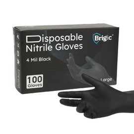 Brigic Disposable Nitrile Gloves, Textured Grip, Black, Lightweight, Slip-Resistant (Medium)