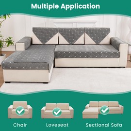 TEWENE, Backrest Cover Sectional Couch Cover Velvet Sofa Cover Anti-Slip L Shaped Couch Cover Sectional Sofa Cover for Dogs Couch Cover 2 Cushion Couch Cover for Sofa 3 Seats - 1 Pc 36''x36'' Size