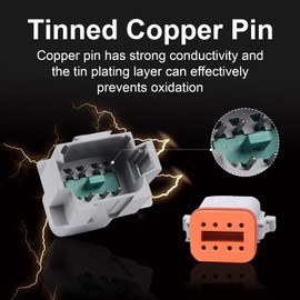 Exqutoo 2Pack 2-Pin Waterproof DT Connector Male and Female Wire Connectors with 16AWG 105℃ 600V Wires and Heat Shrink Tubes, Applicable for Automotive Electrical Connections