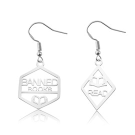 AKTAP Asymmetrical Read Banned Books Earrings Banned Book Lover Gift for Reading Women (Banned Books Earrings)