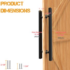 LVYIHAN 24 inch Stainless Steel Door Handle Double Sided, Pull Push Sliding Barn Door Handle, Commercial H Shape Glass Shower Door Pull Handles, Matte Black