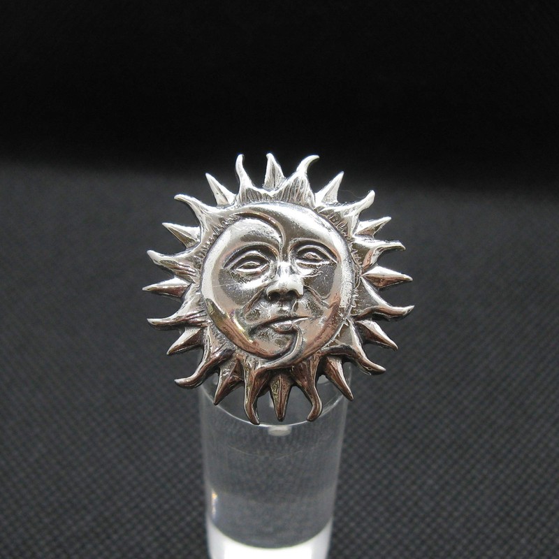 Genuine Sterling Silver Ring Sun And Moon Solid Hallmarked 925