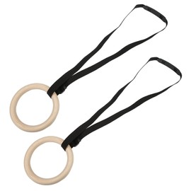 Gym Rings, 330lbs Capacity Firm Wooden Gymnastics Rings 1 Pair Comfortable Odorless Universal for Full Body Workout for Home
