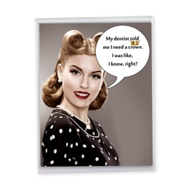 XL Birthday Greeting Card With Envelope (Oversized 8.5 x 11 Inch) - Humorous 'Needs A Crown' Happy Appreciation Card - Here's A Crown On Your Birthday - Happy Bday Cards J5581BDG