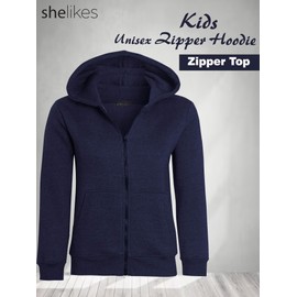 shelikes Kids Girls Boys Zipper Hoodie Unisex Zipper Top Jacket PE School Sweat Hoodie Casual Fashion UK Size 5-14 Years