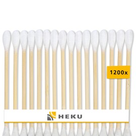 Heku Bambus Wattestäbchen 1200 Stück - Ohrenreiniger - kompostierbar, plastikfrei - Ohrenstäbchen, Wattestäbchen zur Körperpflege präzise Reinigung, Kunstbedarf