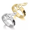 N/A MUSIC NOTE CUSTOM NAME RING: STERLING SILVER, 24K GOLD,