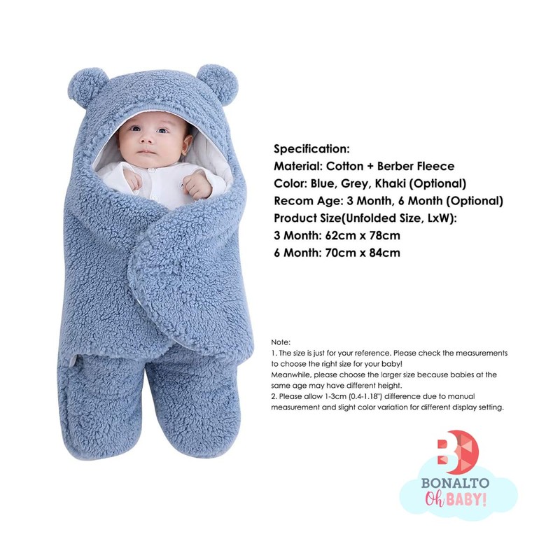 Manta con Capucha de Oso para Bebé, Saco para Dormir