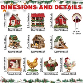 Amyhill 30 Pcs Christmas Chicken Wooden Ornaments Set Funny Christmas Chicken Decor Santa Hat Scarf Lanterns Farmhouse Chicken Christmas Ornament for Holiday Party Christmas Tree (Farmhouse)
