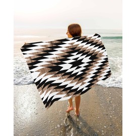 Brown Southwest Beach Towels Oversized Super Absorbent,Lightweight Bath Towel Quick Dry Sets For Bathroom/Pool/Rv Camping/Beach Play/Gym Room/Picnic Boho Aztec Morocco Farmhouse Black White 30"x60"