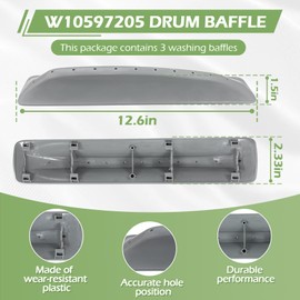 3 Pack W10597205 Washer Machine Baffle Set Compatible With Whirlpool/Maytag/Kenmore/Amana Washing Machines Replace WPW10597205 AP6023311 4448731 PS11756653