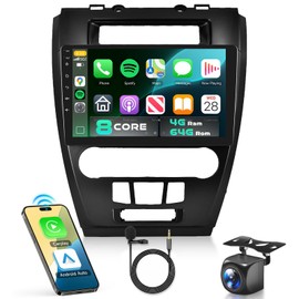 for Ford Fusion Mustang 2009-2012 Car Stereo Radio with Snapdragon 8 Core 4GB+64GB 10.1 Inch IPS Touchscreen Wireless Carplay/Android Auto DSP Hi-Res 5/6GhzWiFi GPS Android 13 Camera, Matte Black