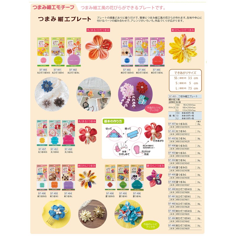 Clover つまみ 細工プレート丸ひだつまみS 57-461