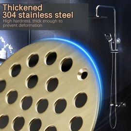 4“ Shower Strainer Drain Trim Set, Screw-in Shower Drain Cover Replacement Floor Strainer, Shower Cover Bathroom Drain Strainers (Brushed Gold)