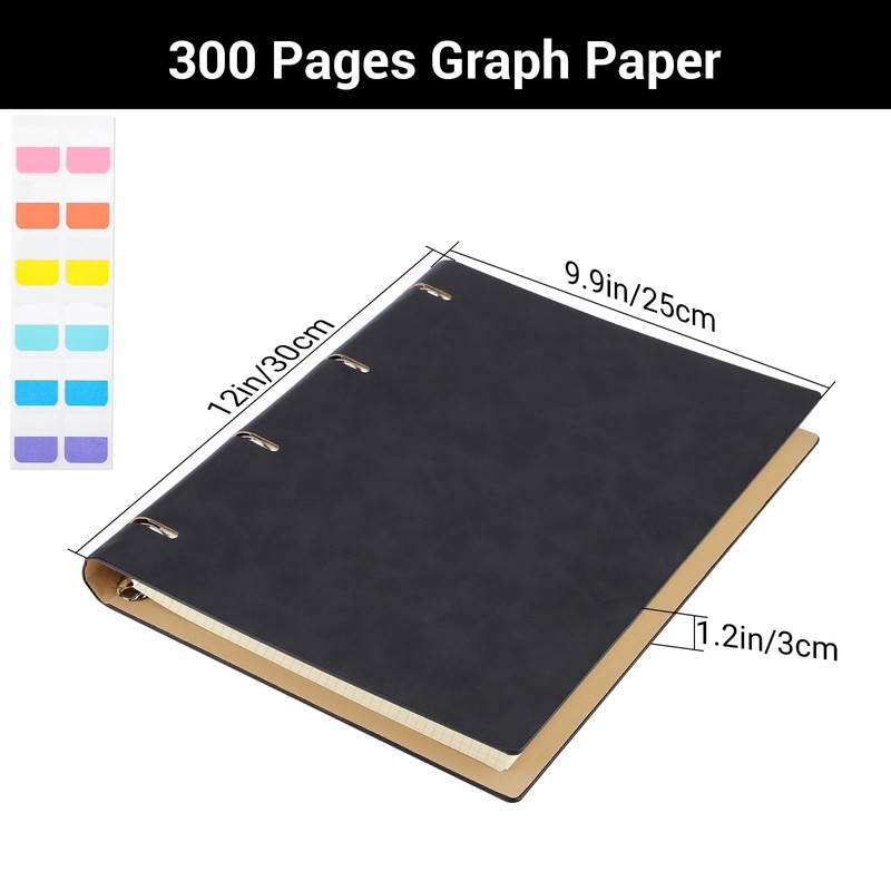 Yarotm Leather Notebook A4 - Ring Binder Squared Paper Notebook