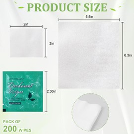 200Pcs Travel Deodorant Wipes, Travel Size Mini Deodorant Wipes Individually Wrapped Wipe Women Sweat Block Wipe, for Woman Wet Flushable Armpit for Body Cleaning Jasmine