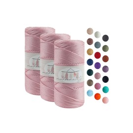 Makromecity 3 Strands Macrame Yarn 2 mm x 115 m Premium Polyester Macrame Cord Polypropylene Yarn for Crafts Home Decorations Place Plate Shoulder Bag Handbag Runner Dummy Chain 20 Colours