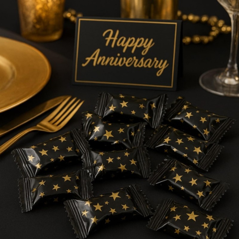 216 Count Black and Gold Buttermints Individually Wrapped Bulk –