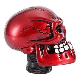 Ausla Gear Knob, Universal Skeleton Skull Head, Car Modified Gear Knob, Car Racing, Stick Handle, Shift Handle, Suitable for Most Manual, Automatic Vehicles, Trucks (Red)