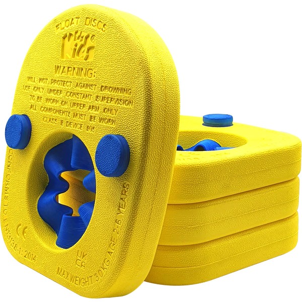 Edz Kidz Disc Armband Swim Floats - Comfort Foam Arm Bands for Kids 2-6 Years - Safe & Lightweight Swimming Aid CE & UKCA Certified (Yellow/Blue)