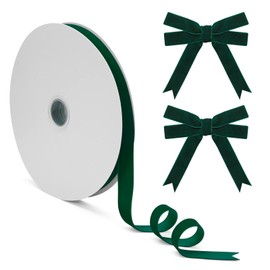 Dark Green Velvet Ribbon for Christmas Tree Gift Wrapping 5/8 Inch×10Yd, Vintage Thin Velvet Christmas Ribbon with Spool for Holiday Baubles Wreaths, Party Decor, Valentine's Day, Crafts Bow Making