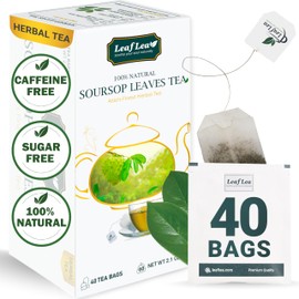 LeafLea Premium Soursop Leaves Tea Bags, Pure & Natural Soursop Tea, Graviola Leaves Tea, Hoja Guanabana Tea, 40 Herbal Tea Bags, Natural Digestion Support, Nutrient-Rich, No Sugar, No Caffeine
