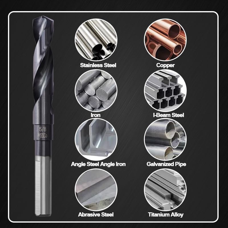 5/8 Cobalt Drill Bit for Metal and Hardened Steel, 1/2