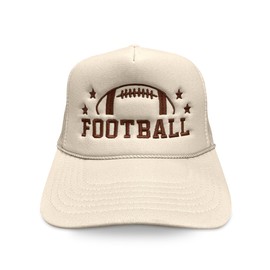 NACRE APPAREL Football Embroidered Trucker Hat Adjustable Embroidery Trucker Hat Khaki #55