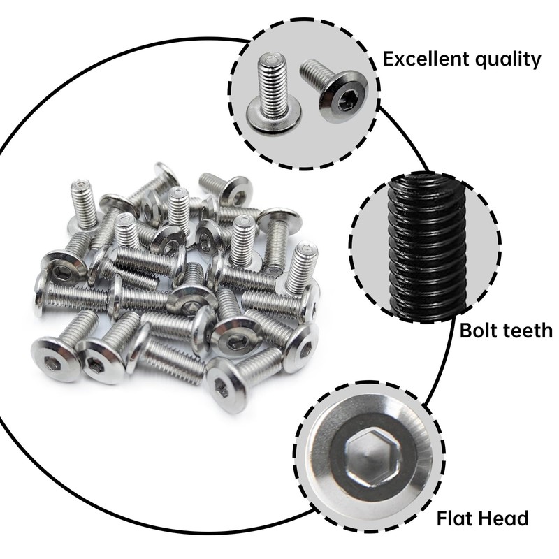 Wlzll M6 x 35mm 20Pcs Flat Head Hex Socket Cap