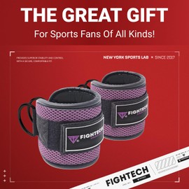 FIGHTECH Ankle Straps - Cable Machine Attachment - Padded Ankle Cuffs for Glute Kickbacks and Leg Workouts (Lavender/Classic)