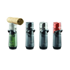 Jetline J-Jet Regal - 4 PC Bundle Triple Jet Flame Cigar Lighter - Built in Cigar Rest
