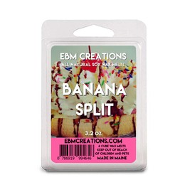Banana Split Soy Wax Melts - 3.2oz, 6 Cube Clamshell, All Natural, Highly Scented, Long-Lasting Aroma, Premium Quality, Handmade, Non-Toxic, Eco-Friendly