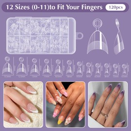 Pack of 360 Nail Tips for Gel Nails, 12 Sizes Soft Gel Nail Tips, Short Half Cover Almond Nails, Small Tapered Square Nails Tips, Small Triangle Nail Tips, for Nail Salons and DIY