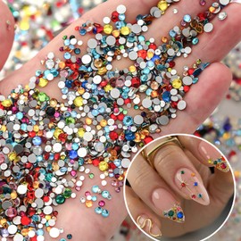 1440Pcs Colorful Rhinestones Nail Art Charms Bling Flatback Crystal Nail Gems 3D Mini Rounded Nail Diamonds Mix Colors Nail Art Charm for Acrylic Nails Kawaii Design for Art Decorations Supplies