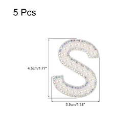MECCANIXITY Iron on Letter S Patch Colored Rhinestone Shiny Pearl English Alphabet Sewing Patch for DIY Clothes Repair Hats Bags Shoes Pillows Crafts Pack of 5