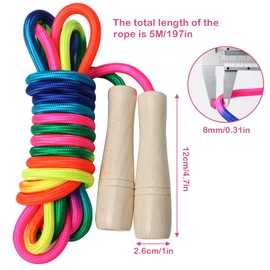 5M/16 FT Long Skipping Rope, Skipping Rope Kids, Kids Skipping Rope, Adjustable Double Skipping Ropes, Multiplayer Rainbow Skipping Rope for Girls Boys Outdoor Sport Game School Activities