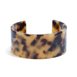 COLORFUL BLING Vintage Lightweight Chunky Thick Wide Open Cuff Bangle Tortoise Shell Mottled Statement Floral Bracelet for Women Statement Jewelry-wide light leopard
