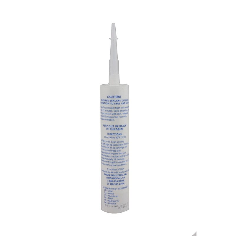 Kason 3700 Series Rubbaseal Silicone Sealant, White 10.3 oz. Tube,