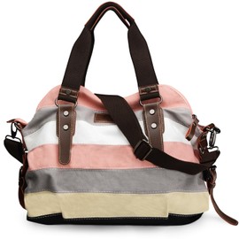 SNUG STAR Women's Handbag, Canvas Bag, Women's Bag, Multi-Colour Striped Shoulder Bag, Women's Large School Bag, Canvas Shopper Bag, Mother's Day Gift, Hobo Bag, d style
