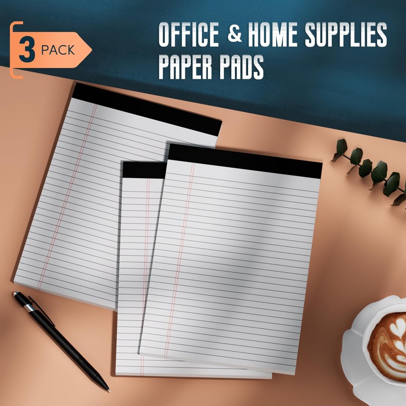 3 Pack White Legal Pads 8.5 x 11 Note Pads,