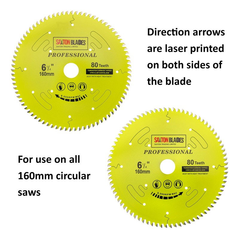 Saxton TCT16080TPRO Professional Range TCT Circular Blade 160mm x 80T