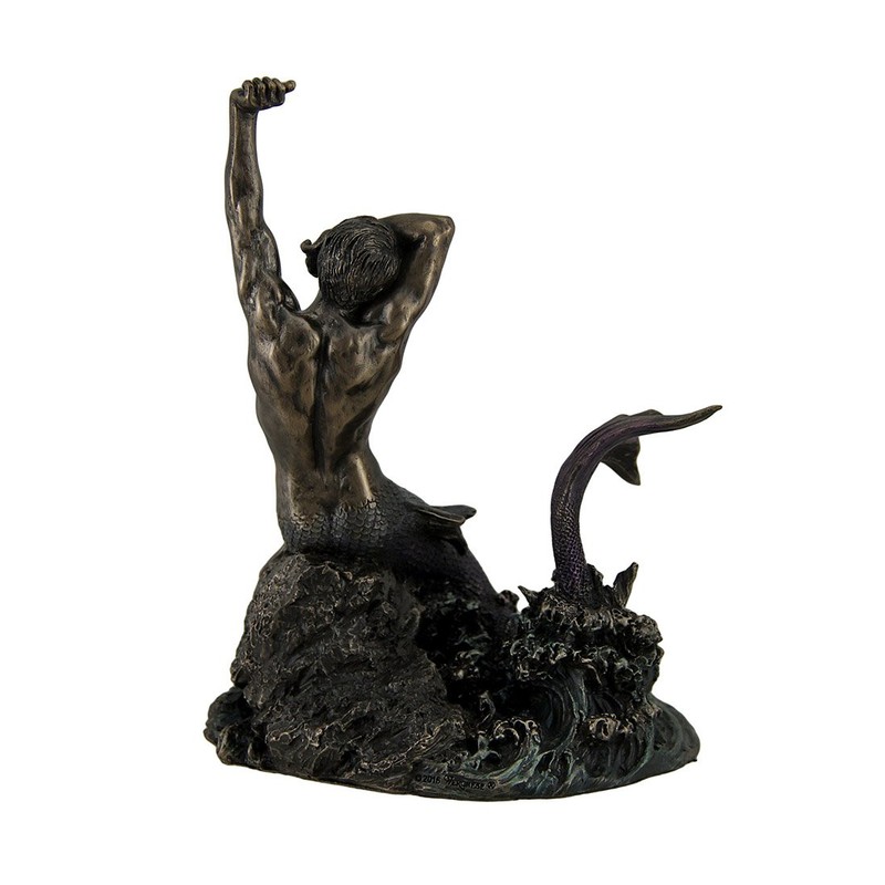 Veronese Design 7 7/8" Tall Merman Stretching on Rock Cold